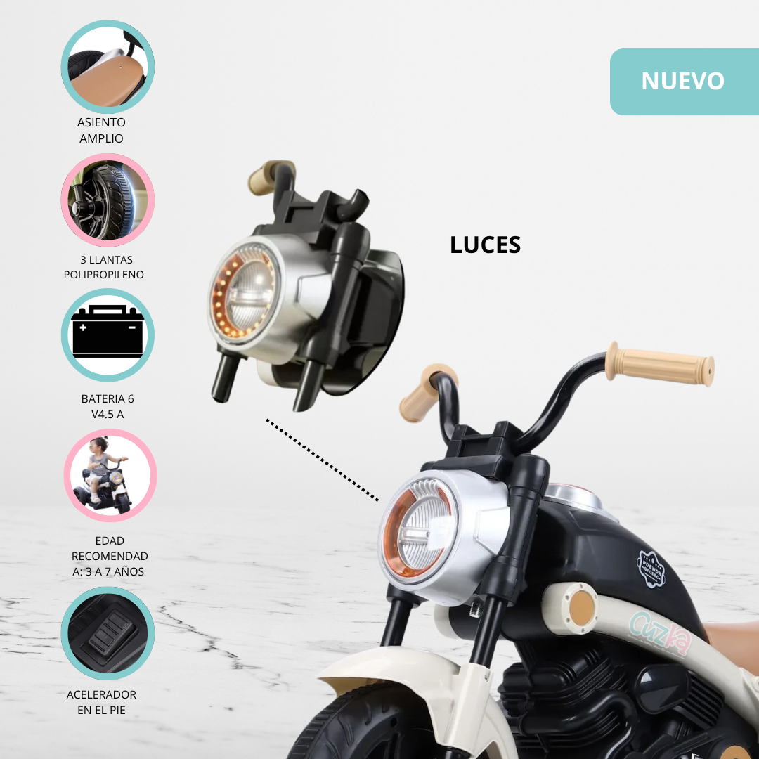 MOTO A BATERÍA PARA NIÑOS «CHOPPER» BEIGE - 2
