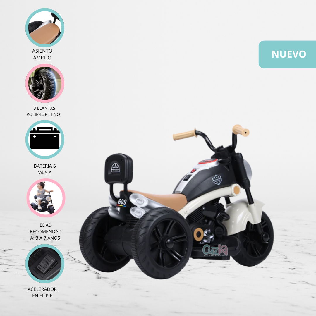 MOTO A BATERÍA PARA NIÑOS «CHOPPER» BEIGE - 6