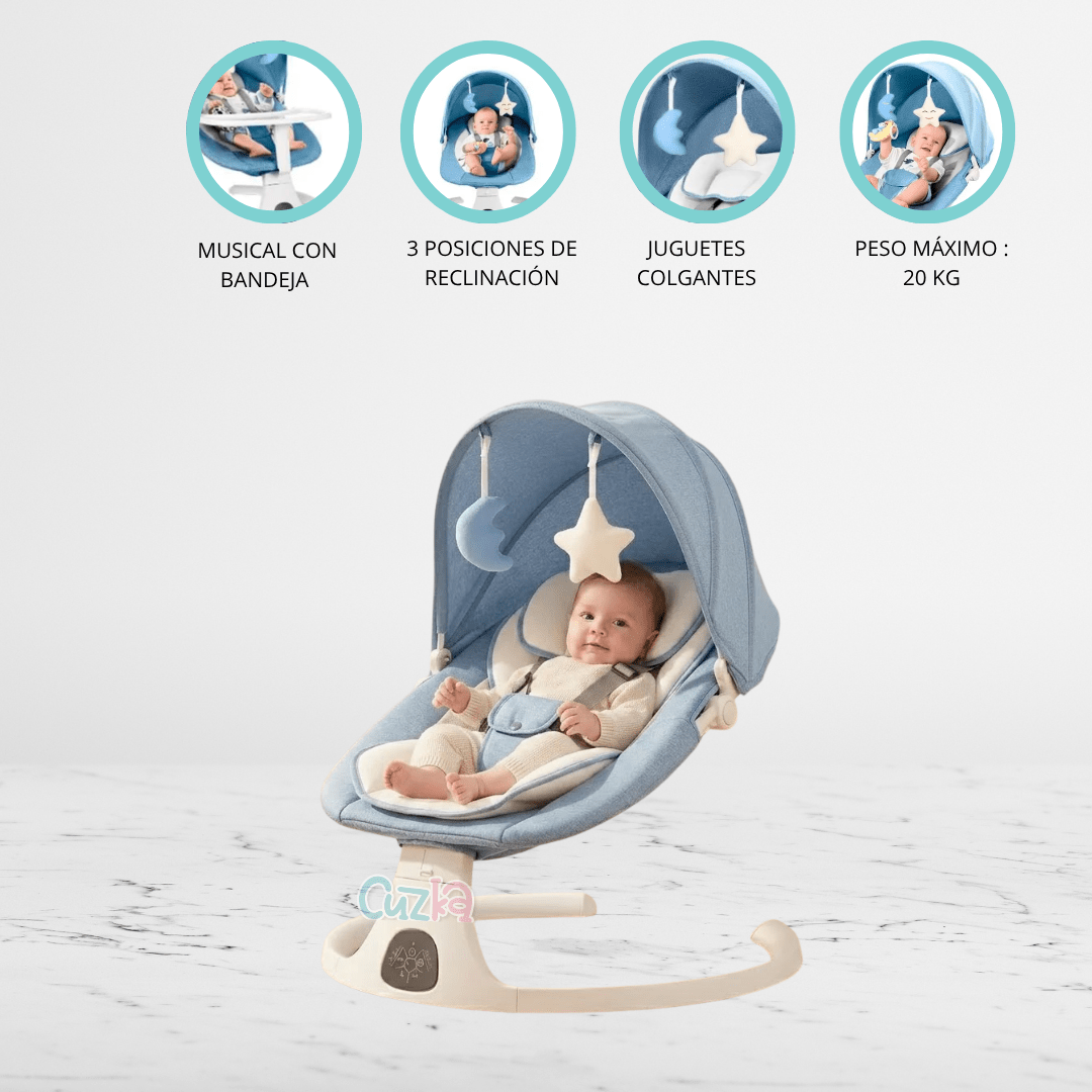 SILLA MECEDORA ELÉCTRICA PARA BEBÉ «LUNA» BLUE - 1