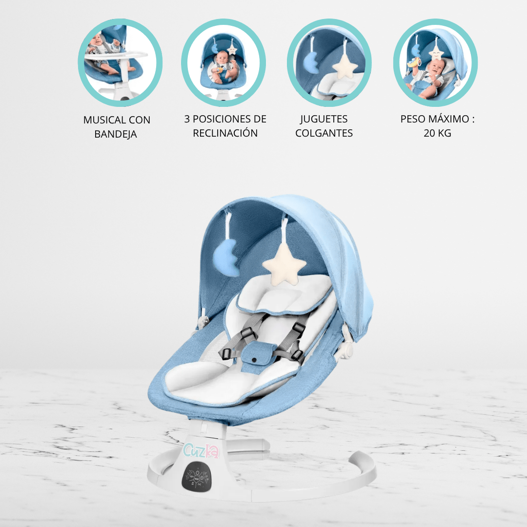 SILLA MECEDORA ELÉCTRICA PARA BEBÉ «LUNA» BLUE - 2
