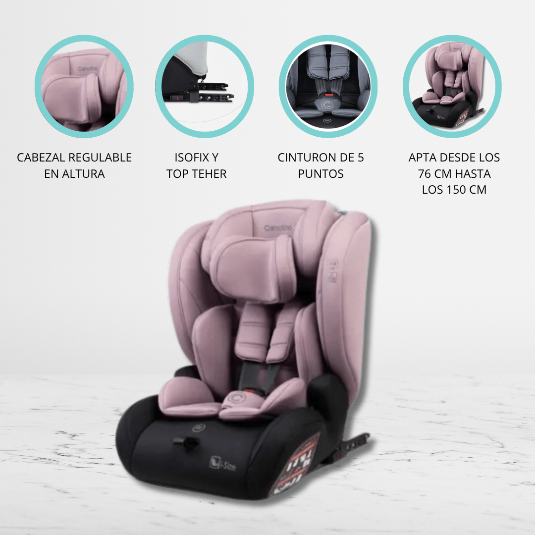 SILLA DE AUTO CON SISTEMA ISOFIX «MUNICH» ROSA MALVA - 1