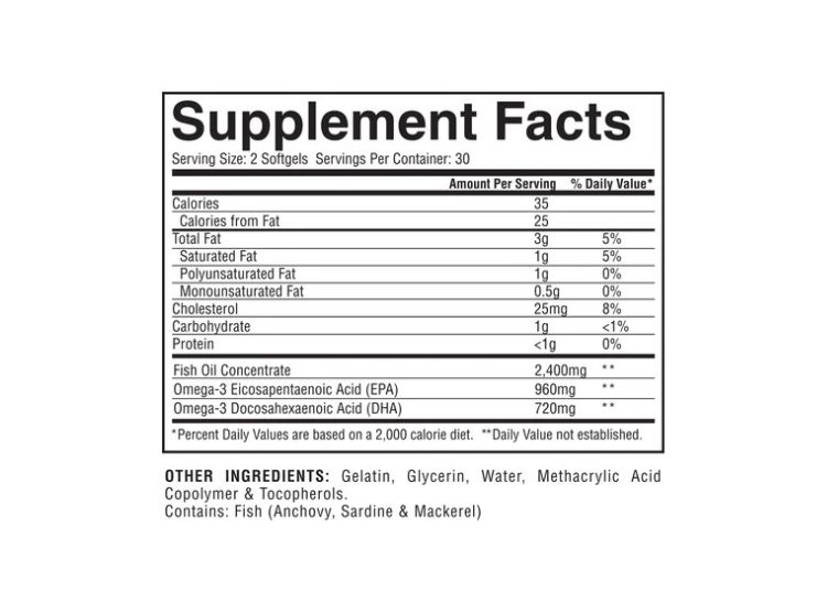 OMEGA 3 1200MG DHA720 EPA960 GASPARI NUTRITION 60 CAPSULAS - 2