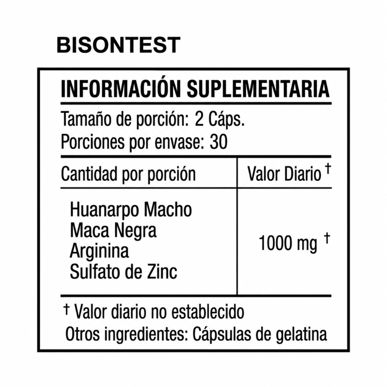 HUANARPO MACHO MACA NEGRA BISONTEST 60 CAPSULAS ZENDLAB - 2