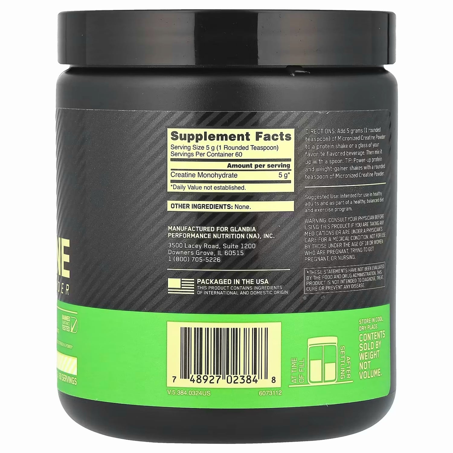CREATINA ON  MONOHIDRATADA 300 GRAMOS OPTIMUM NUTRITION - 2