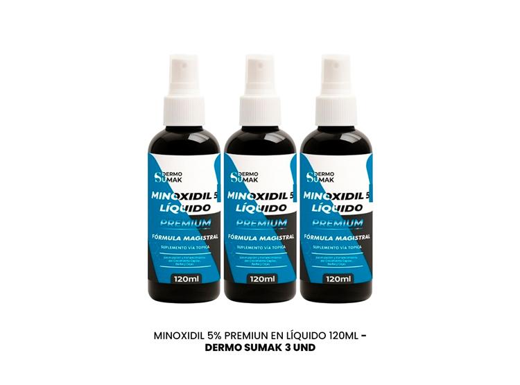 LOCION MINOXIDIL PREMIUN 5% LIQUIDO 120ML - DERMO SUMAK 3 UNI - 1