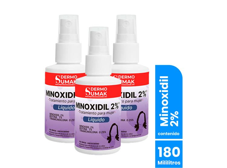 LOCIÓN MINOXIDIL MUJER 2% 60ML DERMO SUMAK 3 UND - 1
