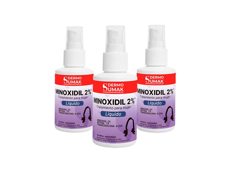LOCIÓN MINOXIDIL MUJER 2% 60ML DERMO SUMAK 3 UND - 2
