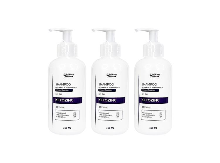 SHAMPOO KETOZINC SIN SAL 350ML DERMO SUMAK 3 UND - 1