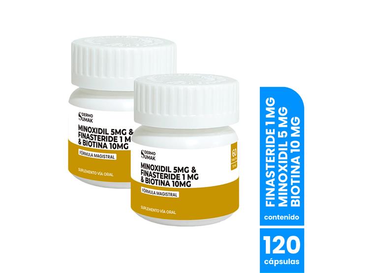 FINASTERIDE 1MG Y MINOXIDIL 5MG Y BIOTINA 10MG 60CAP DERMO SUMAK 2 UND - 1