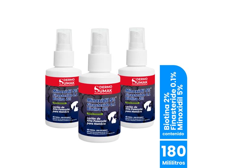 LOCION MINOXIDIL5% Y FINASTERIDE0,1 Y BIOTINA2% 60ML DERMO SUMAK 3 UND - 1