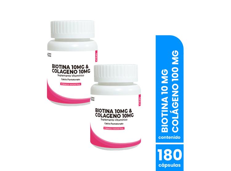BIOTINA 10MG Y COLAGENO 10MG 90 CAPSULAS DERMO SUMAK 2 UND - 1