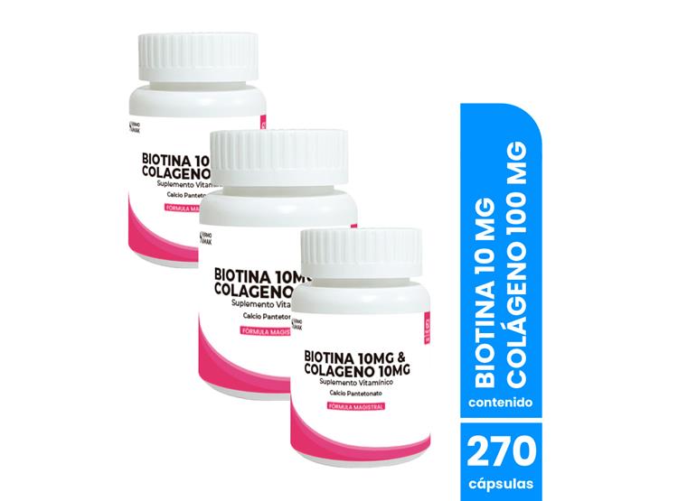 BIOTINA 10MG Y COLAGENO 10MG 90 CAPSULAS DERMO SUMAK 3 UND - 1