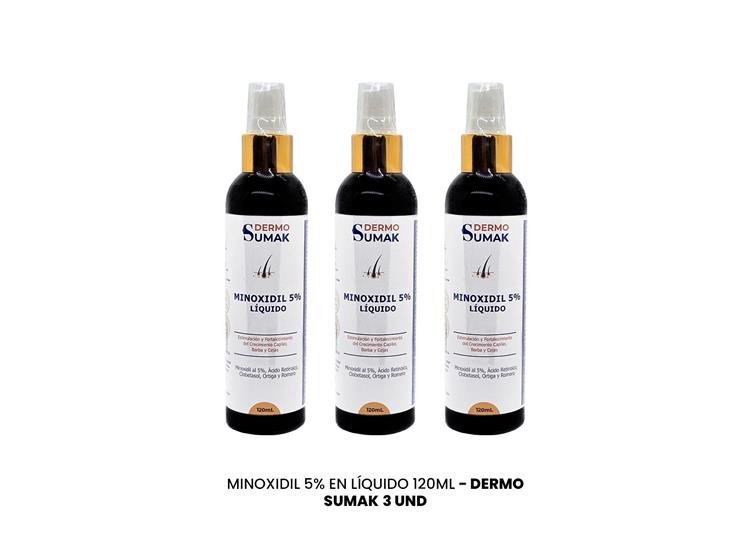 LOCIÓN MINOXIDIL PREMIUM 5% LÍQUIDO 120ML DERMO SUMAK 3 UND - 2