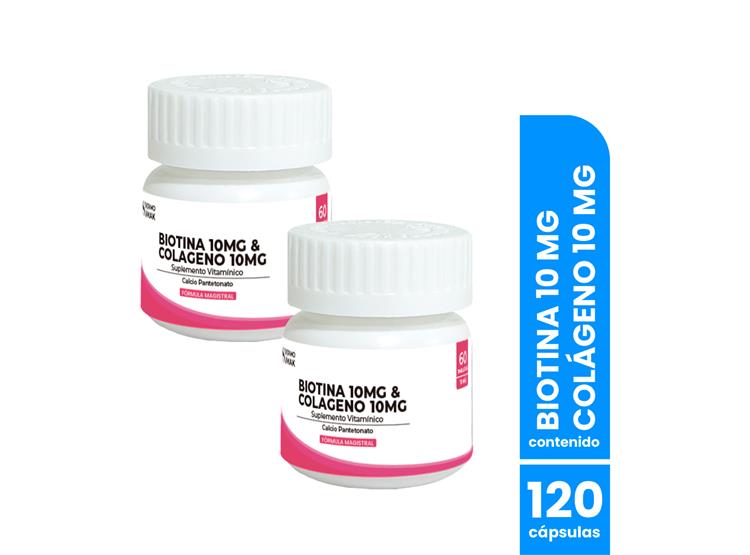 BIOTINA 10MG Y COLAGENO 10MG 60CAPSULAS DERMO SUMAK 2 UND - 1