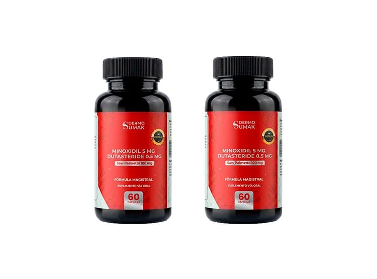 MINOXIDIL 5 MG + DUTASTERIDE 0.5 MG + SAW PALMETTO 60 CÁPSULAS - DERMO SUMAK (2 UND) - 1
