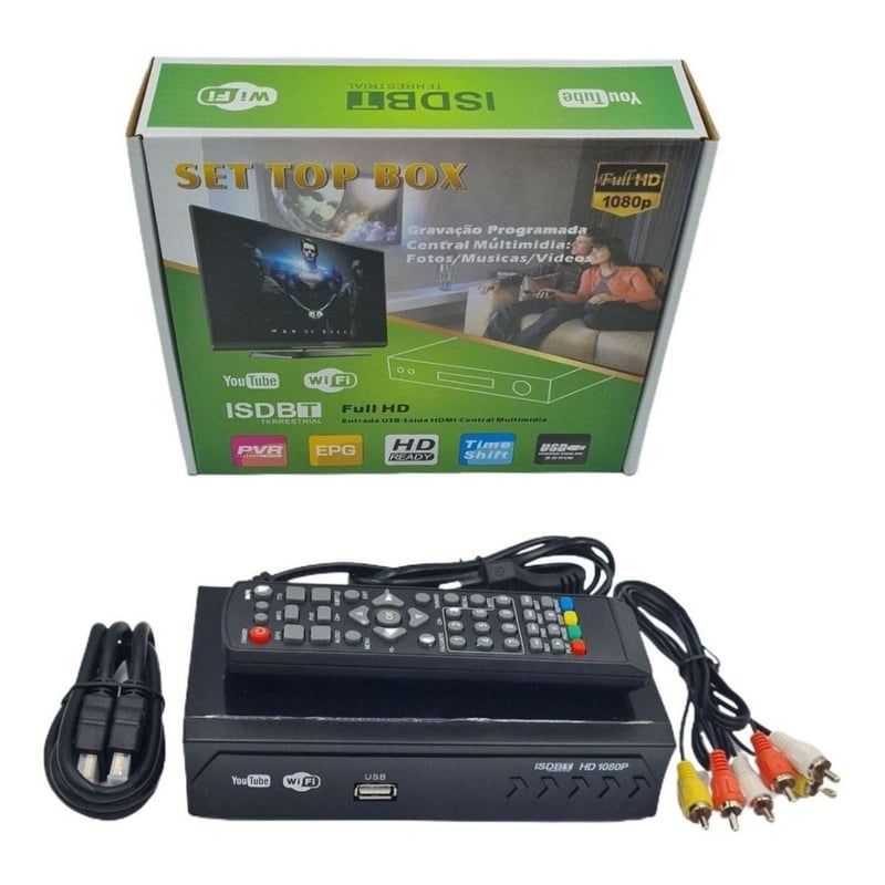 SET TOP BOX SINTONIZADOR DECODIFICADOR TV DIGITAL HD 1080P TDT ISDBT - 2