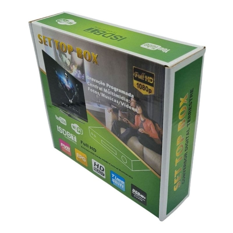 SET TOP BOX SINTONIZADOR DECODIFICADOR TV DIGITAL HD 1080P TDT ISDBT - 3