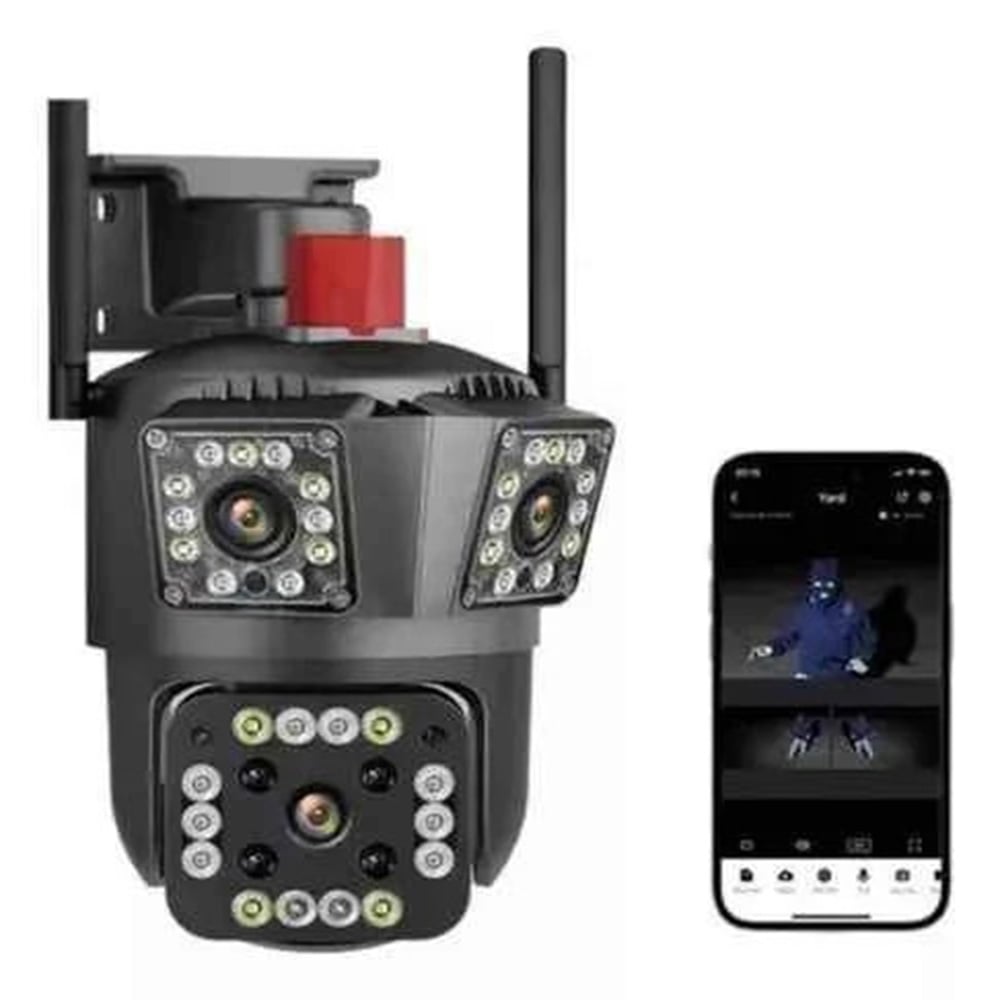 CÁMARA DE SEGURIDAD DE 3 LENTES IP66 WIFI SIRENA VISIÓN NOCTURNA LANTUN 7MP - MOD: IPC-839 - APP: IPC360 HOME - 1