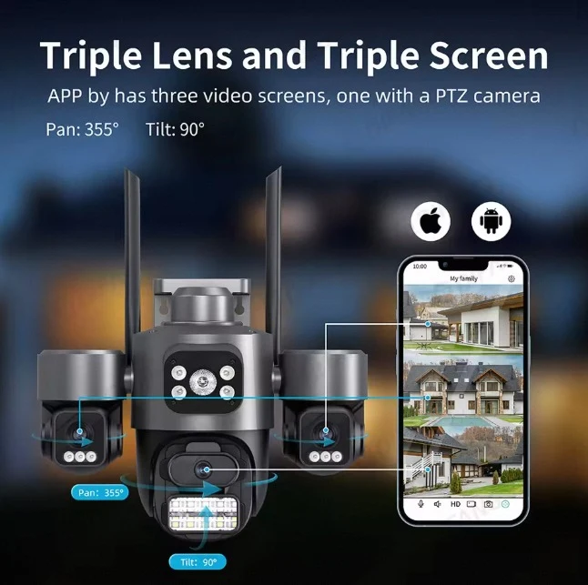 CÁMARA DE SEGURIDAD 4 LENTES ALWAYS ON VIDEO PANEL SOLAR 7MP - MOD: LT-D66 - APP: ICSEE - 3