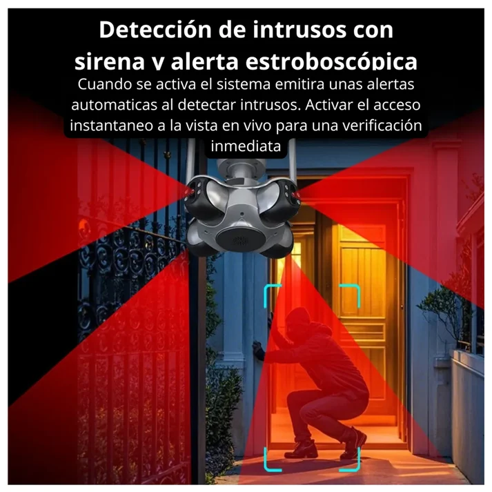 CÁMARA INTELIGENTE 4 LENTES CON AUDIO BIDIRECCIONAL Y DETECCIÓN DE MOVIMIENTO 7MP - MOD: IPC-872B - APP: FFVIDEO - 3