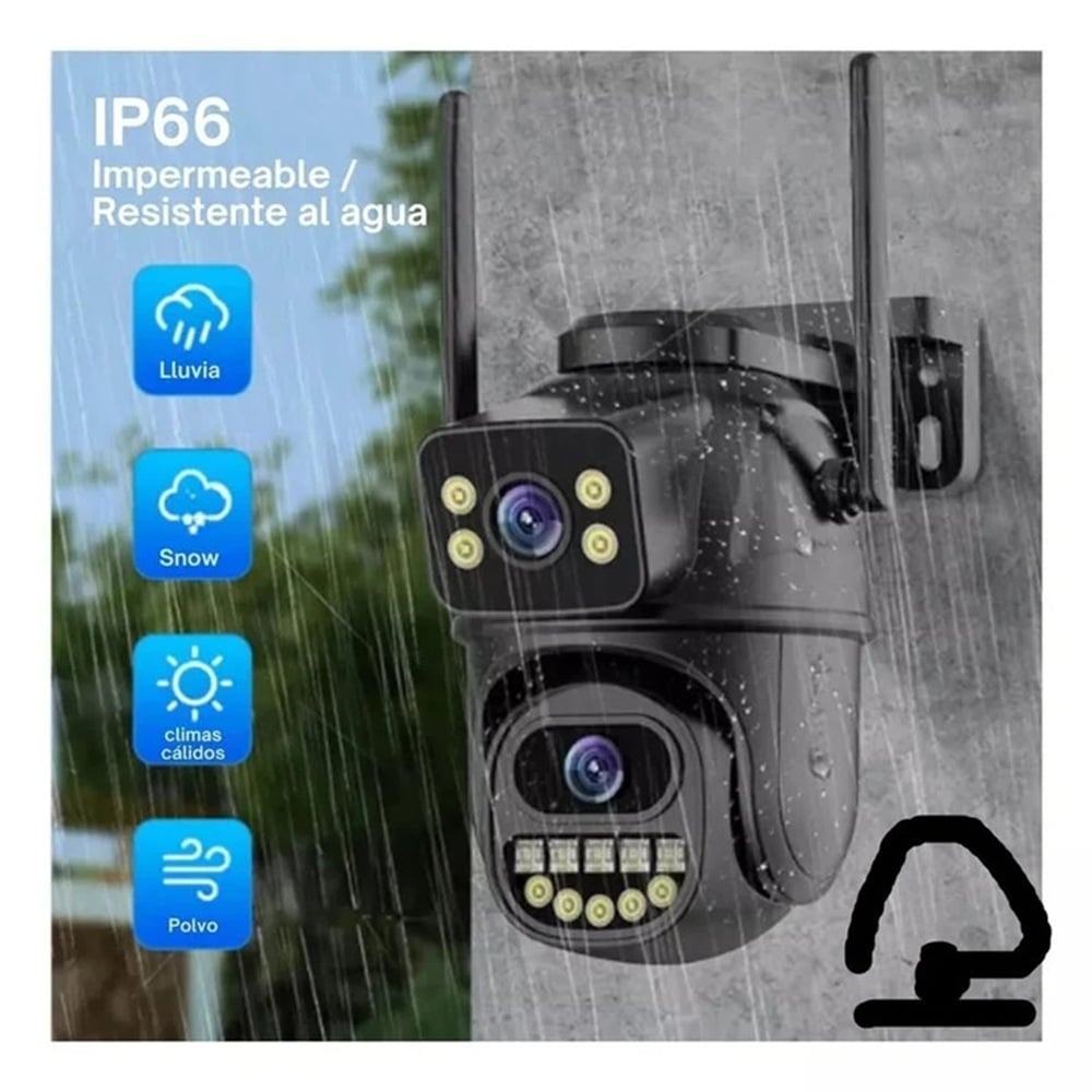 CÁMARA SEGURIDAD PTZ WIFI DOBLE LENTE FULL HD VISIÓN NOCTUNA 6MP MOD P28-3K - APP: ICSEE - 2