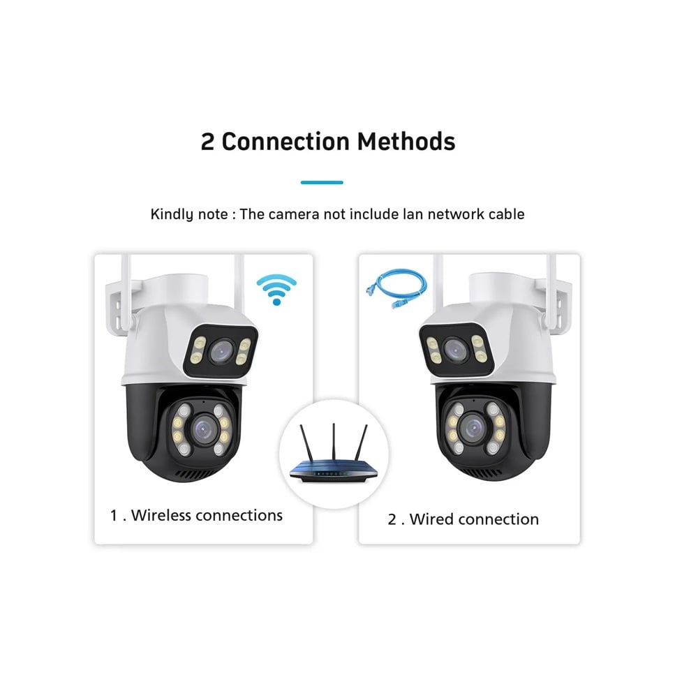 CÁMARA IP T33H-PRO WIFI PTZ DOBLE LENTE 360 EXTERIOR SIRENAS ALARMA - 2