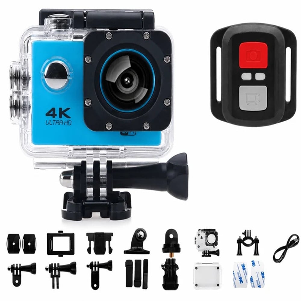 CÁMARA DEPORTIVA DE ACCIÓN 4K 16 MP WIFI ACUÁTICO DEPORTES VIDEOS COLOR CELESTE MOD SQ-Y03 - 2