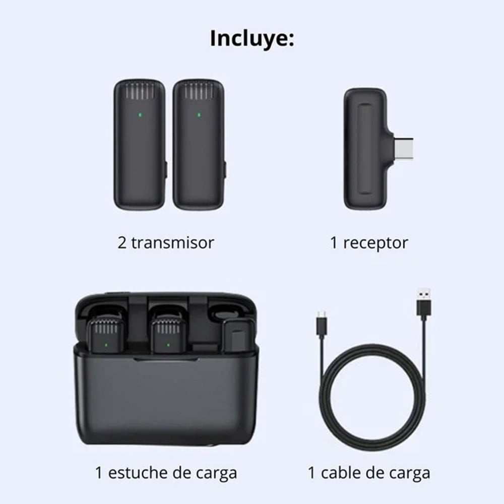MICRÓFONOS INALÁMBRICOS SOLAPEROS DUAL CARGADOR - J13-TC NEGRO - 2