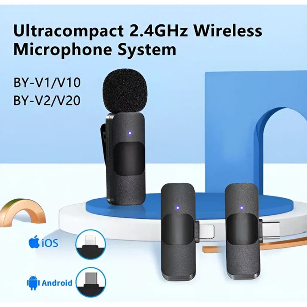 MICROFONO INALAMBRICO SOLAPA 2 PARA CELULARES IPHONE -K9-TC NEGRO - 2