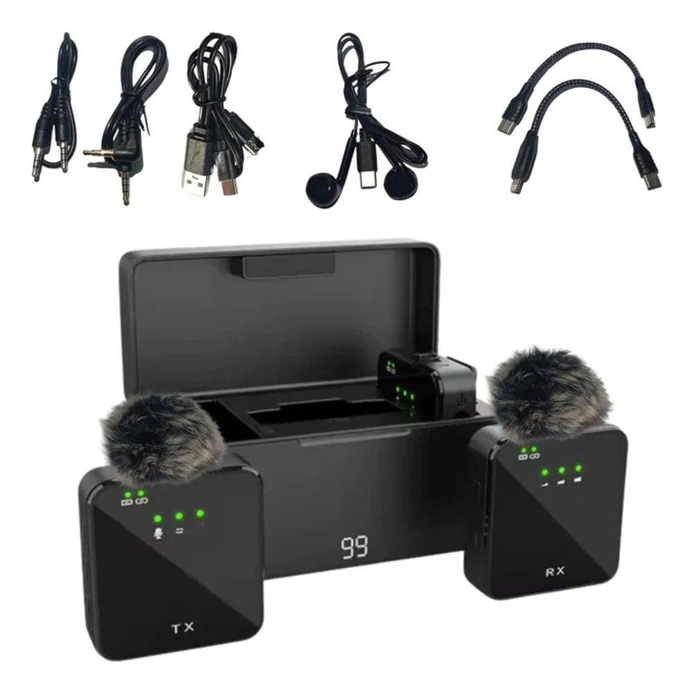 MICRÓFONO INALÁMBRICO SOLAPERO DUAL 4 EN 1 SX63-FE-265 - 1