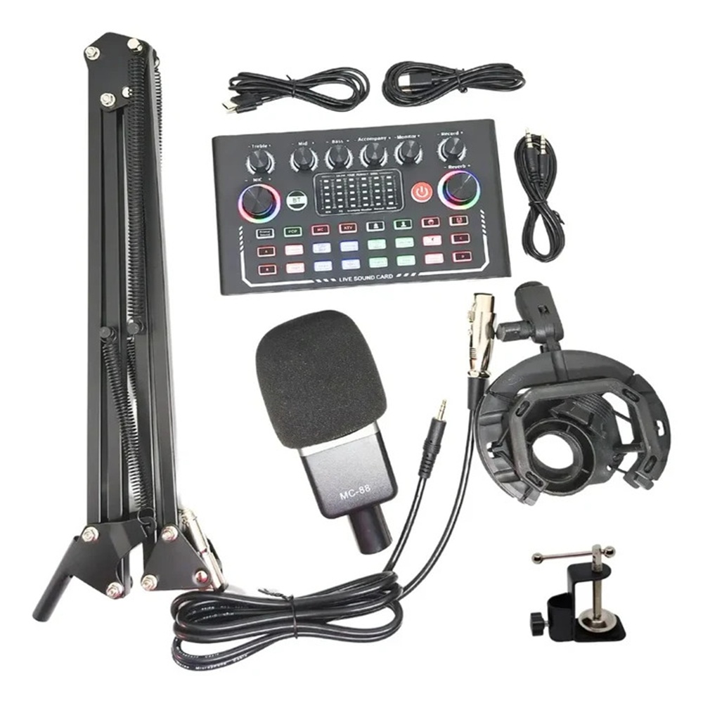 KIT DE MICRÓFONO CONDENSADOR CON CONSOLA DE VIDEO ESTUDIO PROFESIONAL MOD PP670 - 1