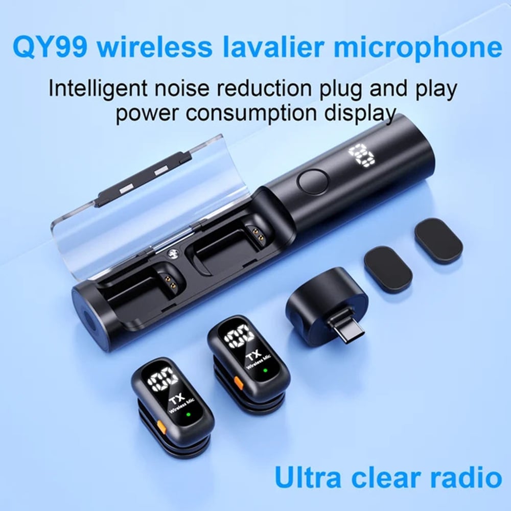 MICRÓFONO INALÁMBRICO CLIP, DINÁMICO, MULTIMODO, DE ESCRITORIO DE MANO CONECTOR TIPO C REDUCCIÓN DE RUIDO QY99 - MOD: PD18011 - 2
