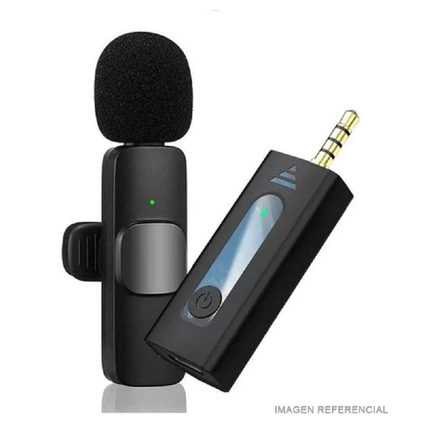 MICROFONO CORBATERO INALAMBRICO 3.5M AUX CELULAR PC PARLANTE COLOR NEGRO - K35 - 1