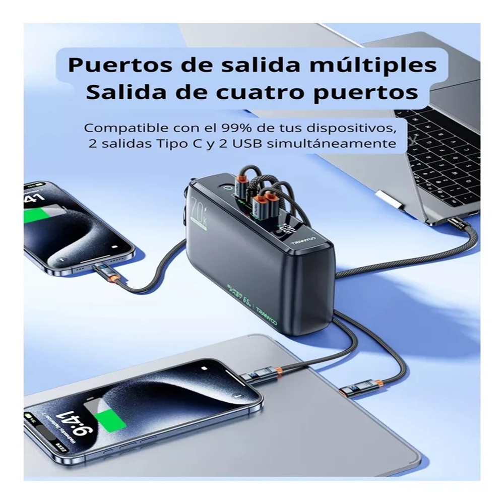 POWER BANK 70.000 MAH CARGA RAPIDA 65W PARA LAPTOP CELULAR TL7 - 3