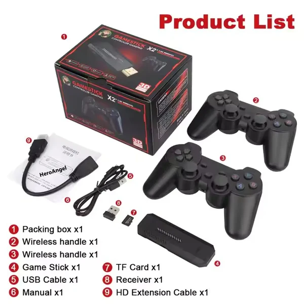 CONSOLA DE JUEGOS X2 MANDO INALÁMBRICO RECARGABLE 64G 37000 JUEGOS - 2