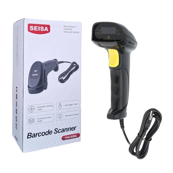 PISTOLA LECTOR DE BARRAS CODIGOS ALAMBRICO USB SEISA- MOD YHD-8200L - 1
