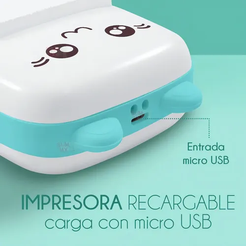 MINI IMPRESORA PORTÁTIL TÉRMICA RECARGABLE CELESTE - 2