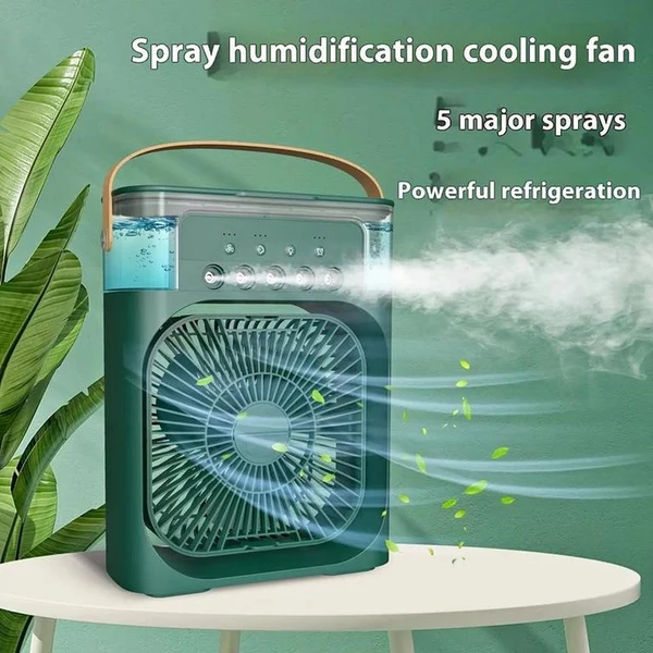 VENTILADOR HUMIDIFICADOR ELÉCTRICO PORTÁTIL 12256 - VERDE - 1