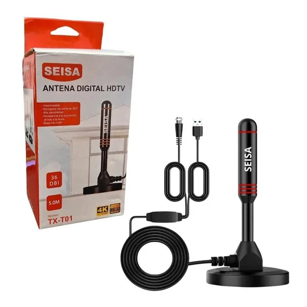 ANTENA DIGITAL TV FULL HD SEÑAL 360 BASE CON IMÁN SEISA TX-T01 - 1