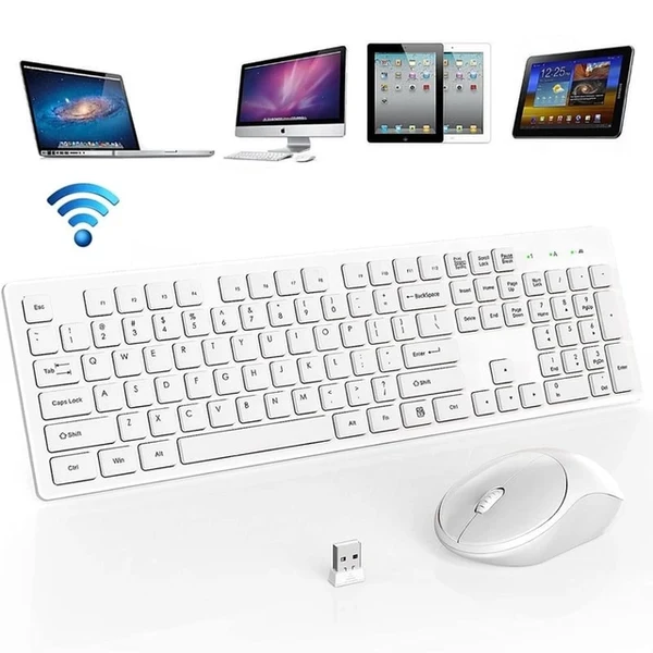 TECLADO Y MOUSE INALÁMBRICO SEISA DN-K07 BLANCO USB 2.4 GHZ WINDOWS Y MACBOOK MODELO DN-K07 - 1