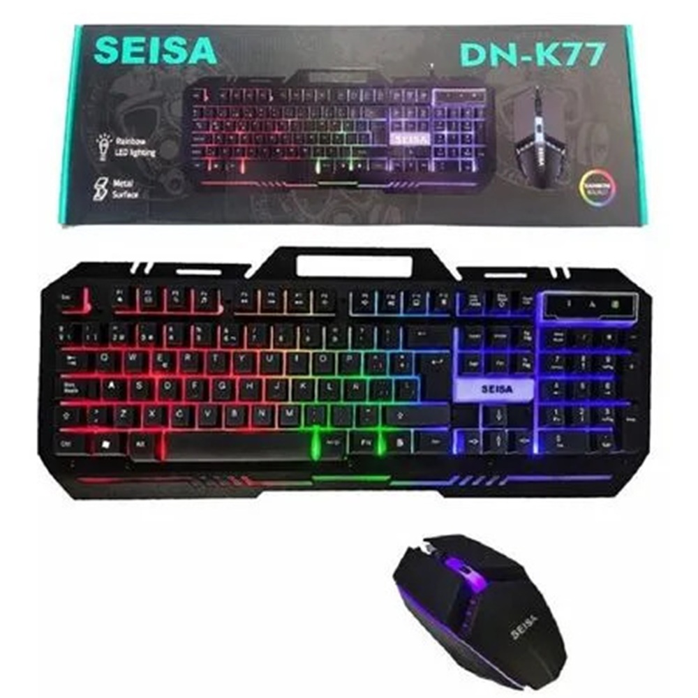 KIT TECLADO MOUSE SEI GAMER RETROILUMINADO RGB MODELO DN-K77 - 1