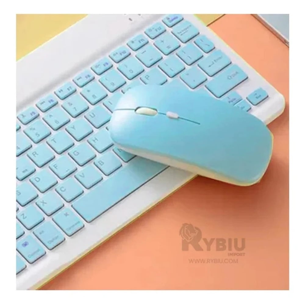 TECLADO MOUSE INALAMBRICO BLUETOOTH A2000 - CELESTE - 1