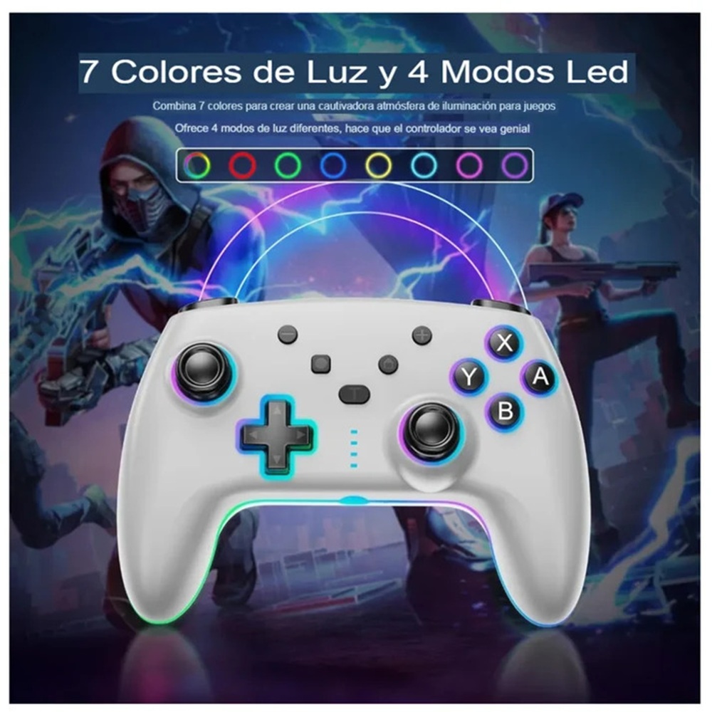 JOYSTICK INALAMBRICO CON LUZ RGB COMP. SWITCH SEISA BLANCO - MOD SJ-935B - 2