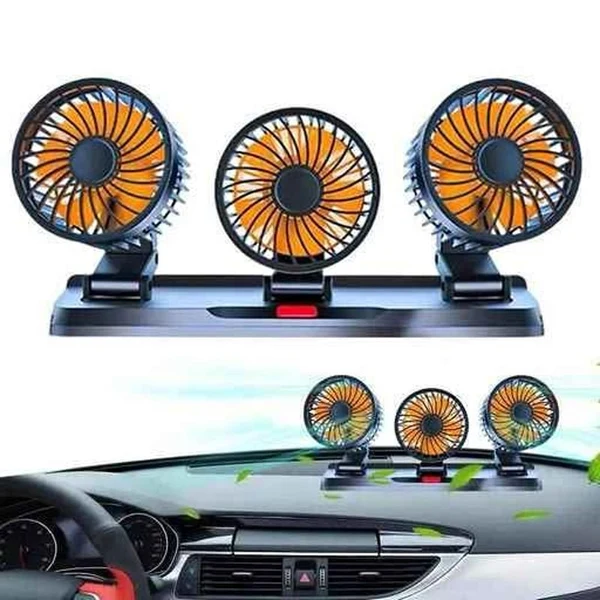 VENTILADOR BAIHUO CITY TRIPLE DE AUTO GIRATORIO 360 MY7158 - NARANJA - 3