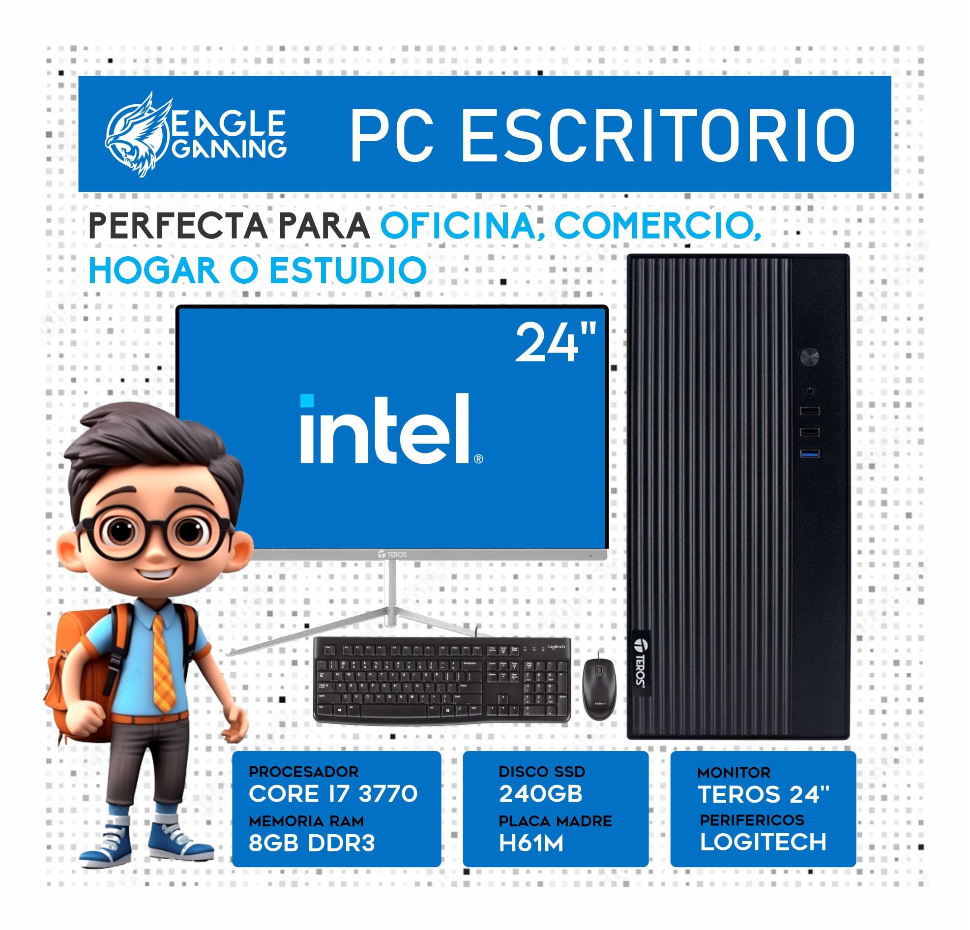 COMPUTADORA INTEL INTEL CORE I7 RAM 8GB PC CORE I7 2DA GEN MONITOR 22 FHD SSD 240GB - 1