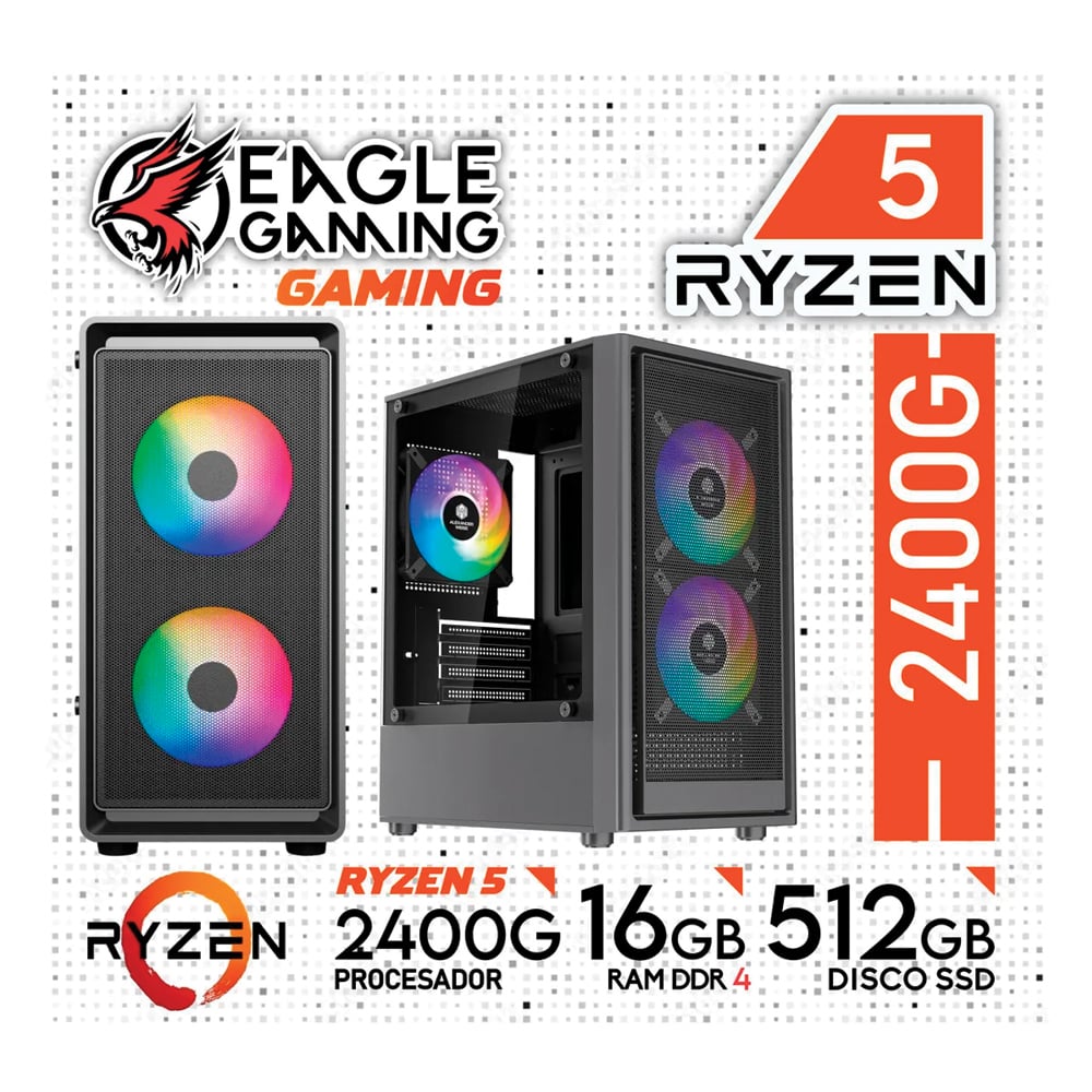 COMPUTADORA PC RYZEN 5 2400G RAM 16GB + SSD 512GB - 1