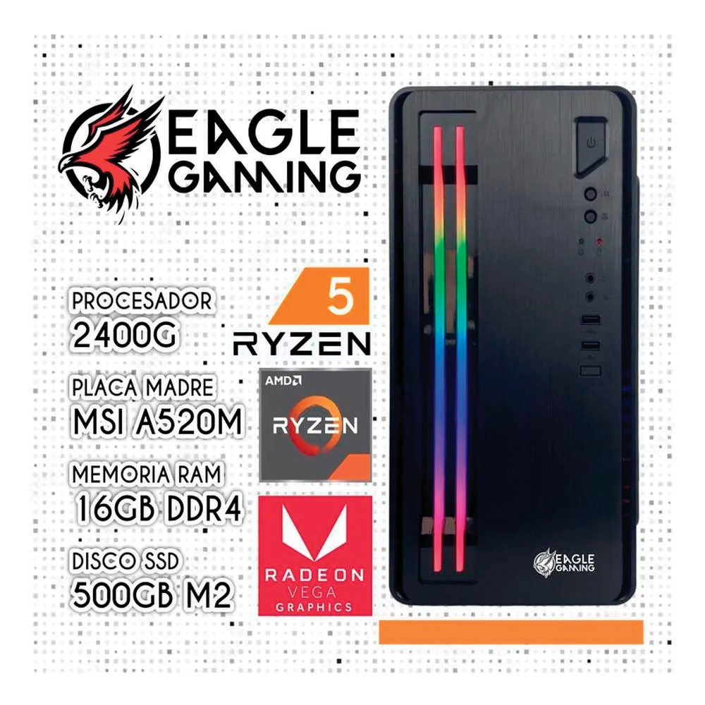 COMPUTADORA PC RYZEN 5 2400G -RAM 16GB - SSD 500GB - 1