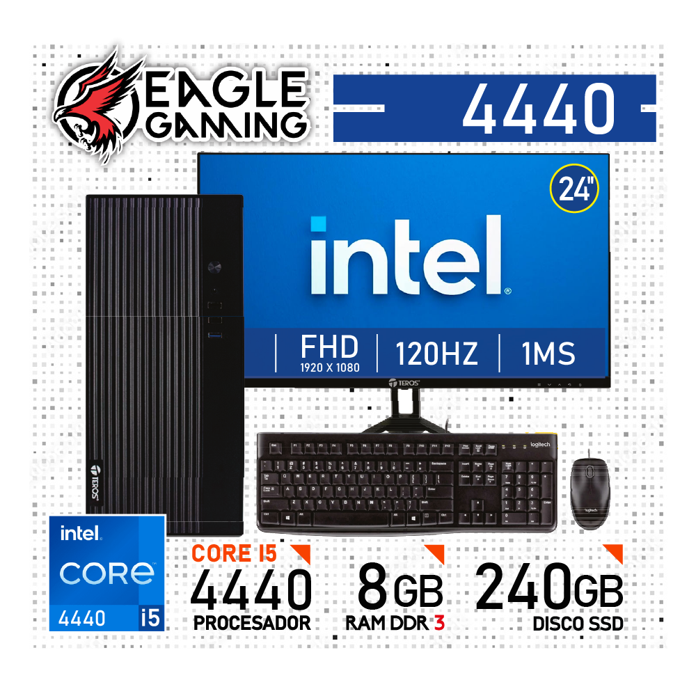 COMPUTADORA PC INTEL CORE I5 4440, 8 GB RAM DDR3, 240GB SSD - MONITOR 24' CON KIT LOGITECH - 1