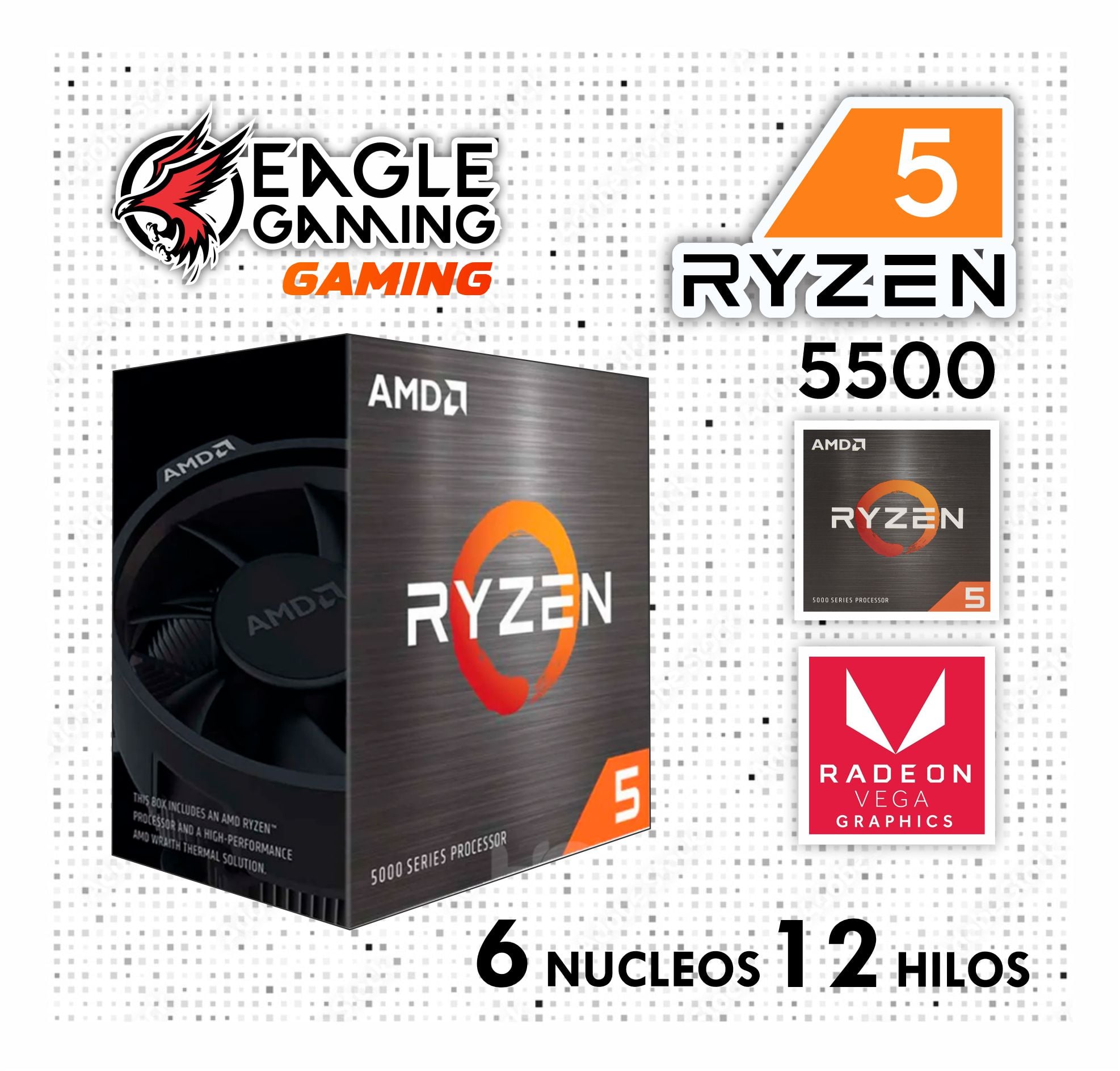 PC GAMER AMD RYZEN 5 5500 5ª GEN + RAM 16GB DDR4 + SSD 1TB + RX 9060XT 16GB - 4