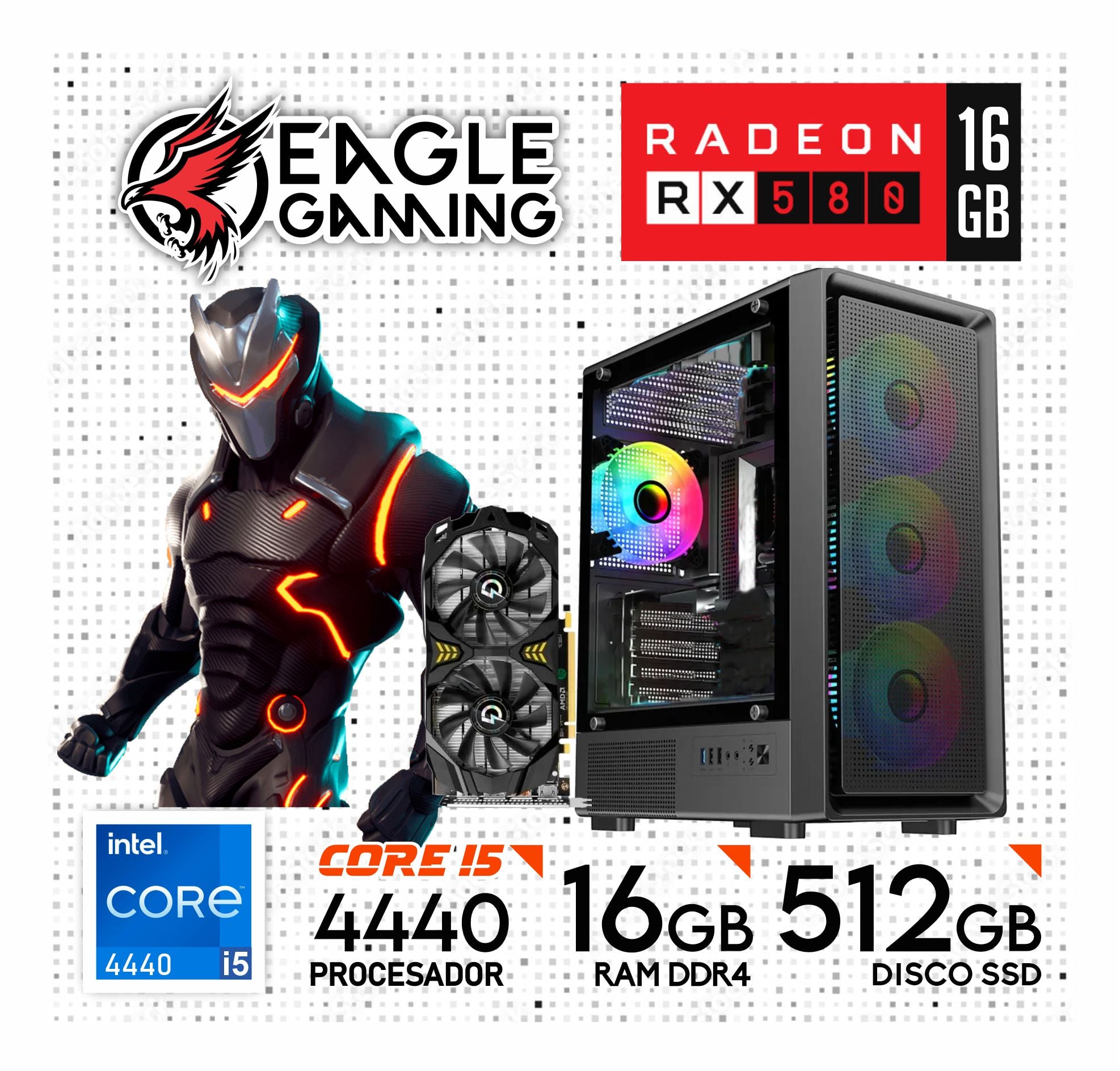 PC GAMER INTEL CORE I5 4440 + RX 580 16GB + 16GB RAM + SSD 512GB - 1
